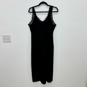 Peruvian Connection Black Nightgown with Lace and Sheer Back Detail Women's XL